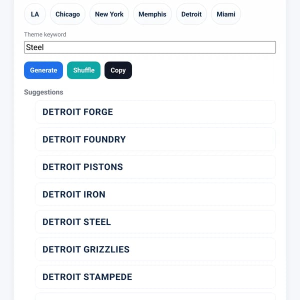 NBA Team Name Generator