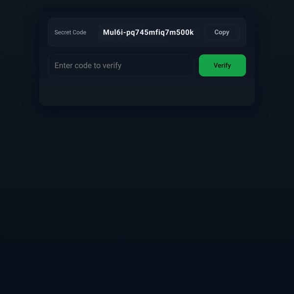Secret Code Verification Page