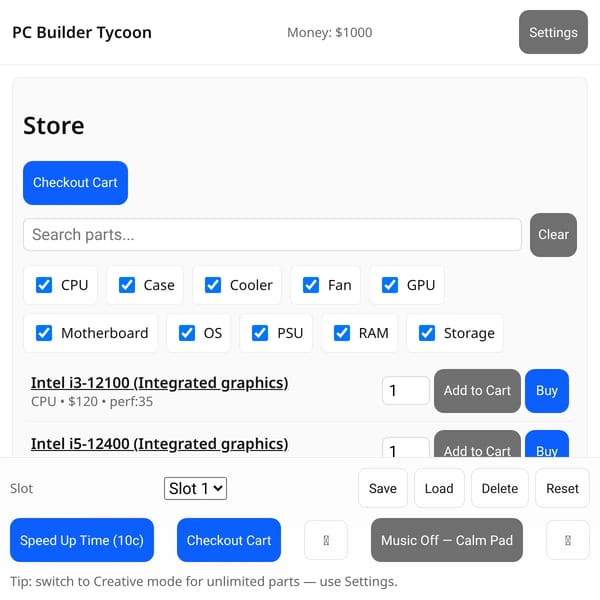 PC Builder Tycoon (Benchmark)