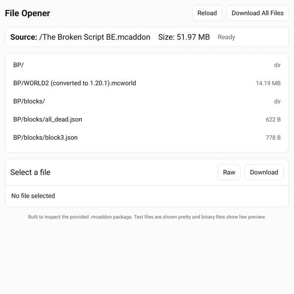 File Opener — The Broken Script BE.mcaddon