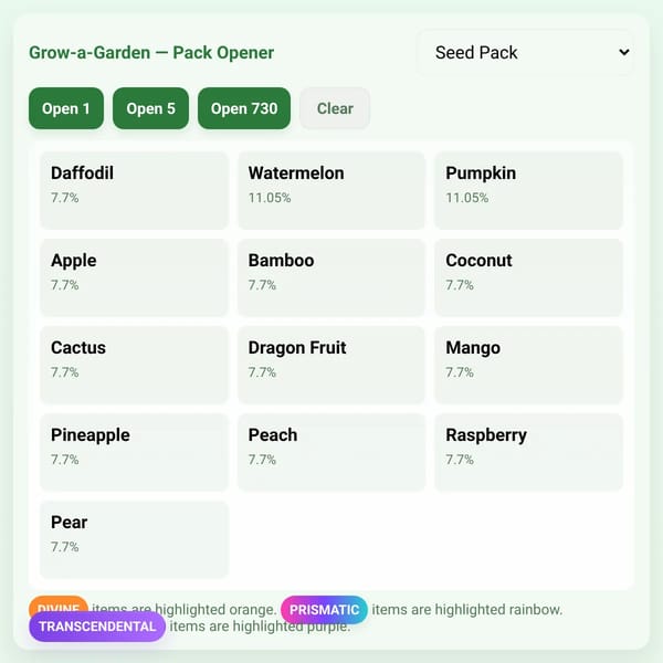 Grow-a-Garden — Pack Opener