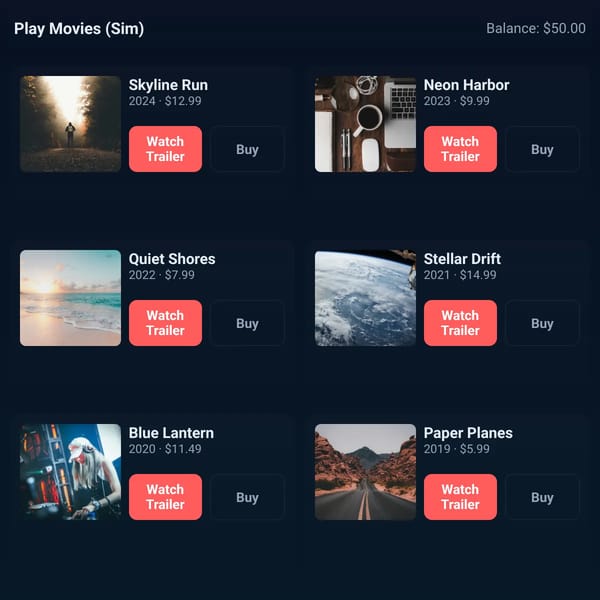 Play Movies Simulator