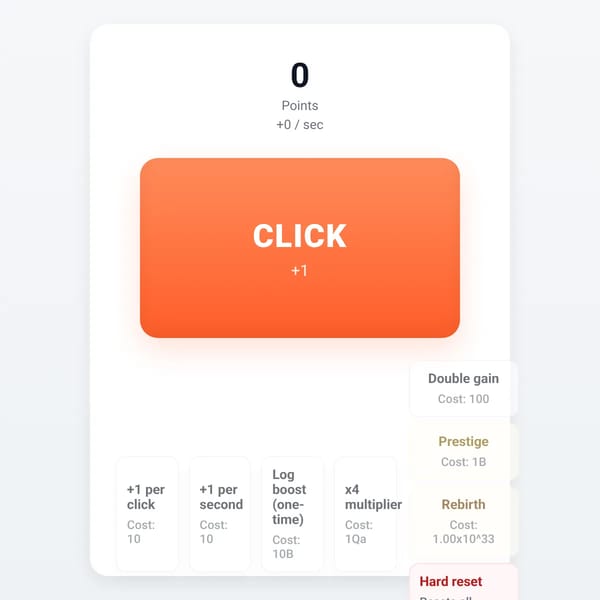 Clicker game but I will add your comments
