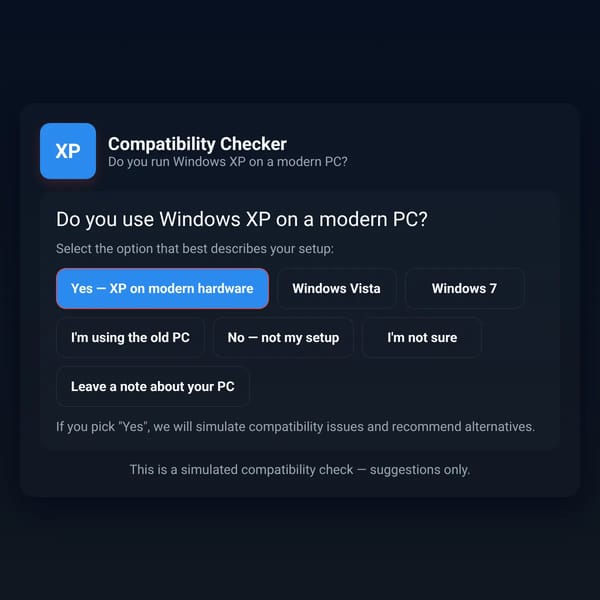 Windows Compatibility Check — XP on Modern PC