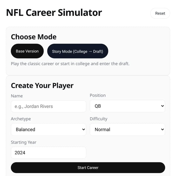 NFL Career Simulator
