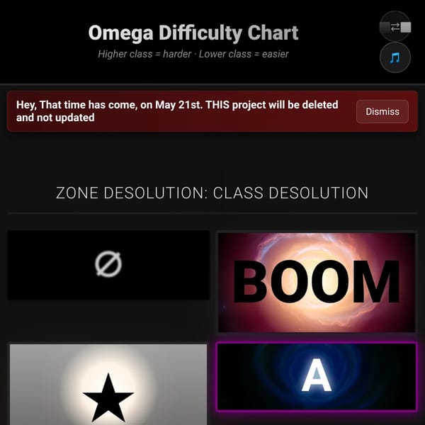 Omega Difficulty Chart EX