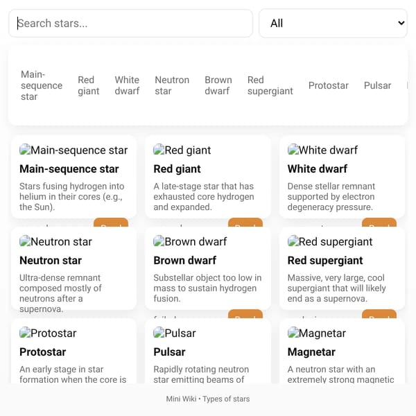Types of Stars — Mini Wiki