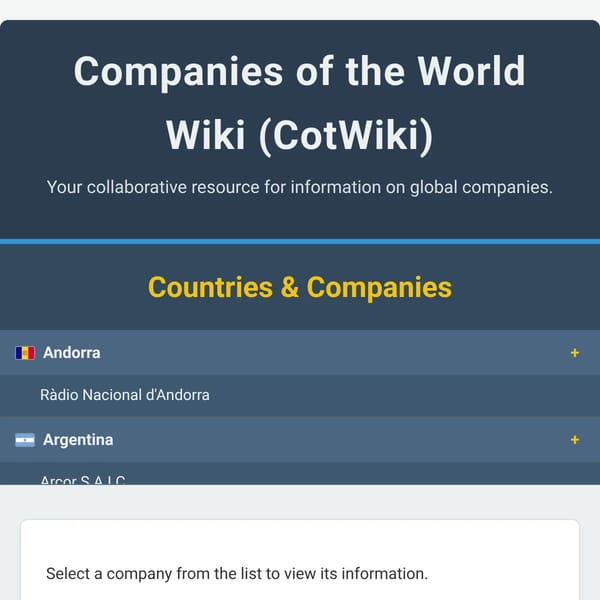 Companies of the World Wiki (CotWiki)