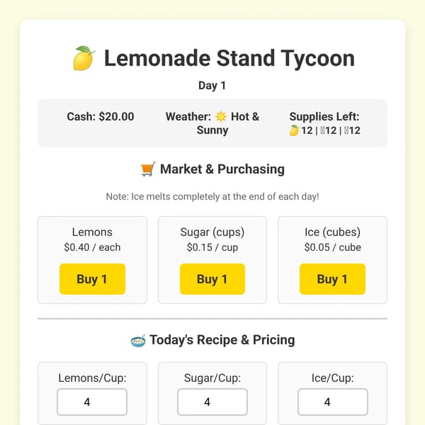 Lemonade Simulator