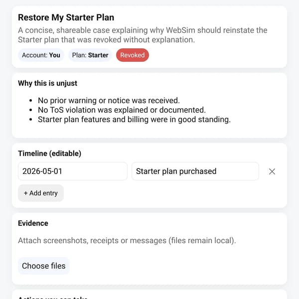 Restore My WebSim Starter Plan