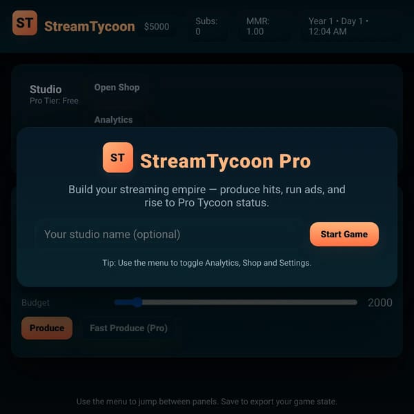 Streaming Service Tycoon