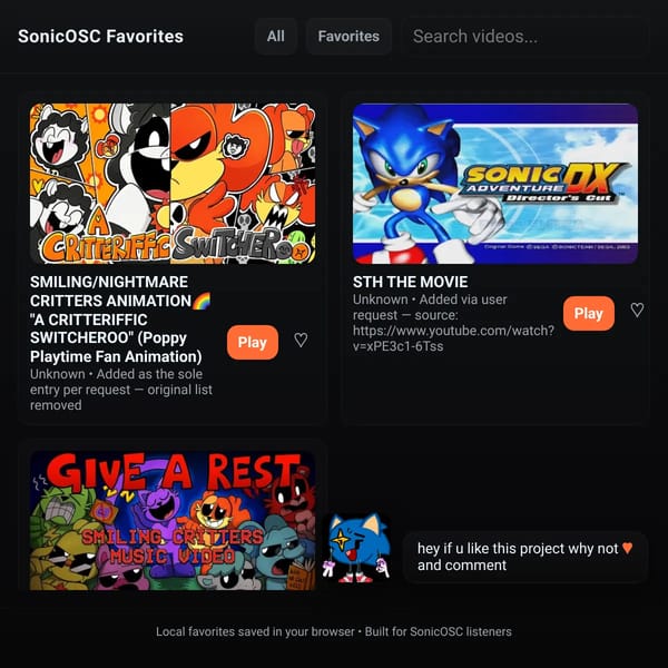 SonicOSC — Favorite YouTube Collection