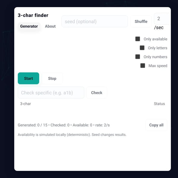 3-letter username finder