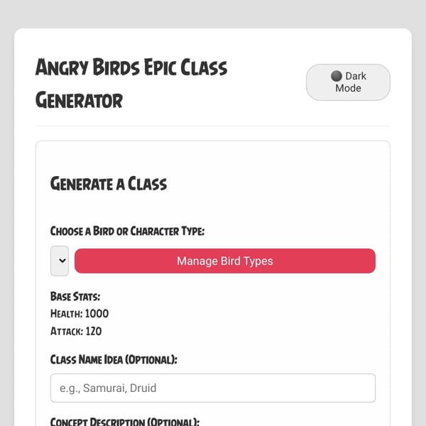 Angry birds Epic classes generator