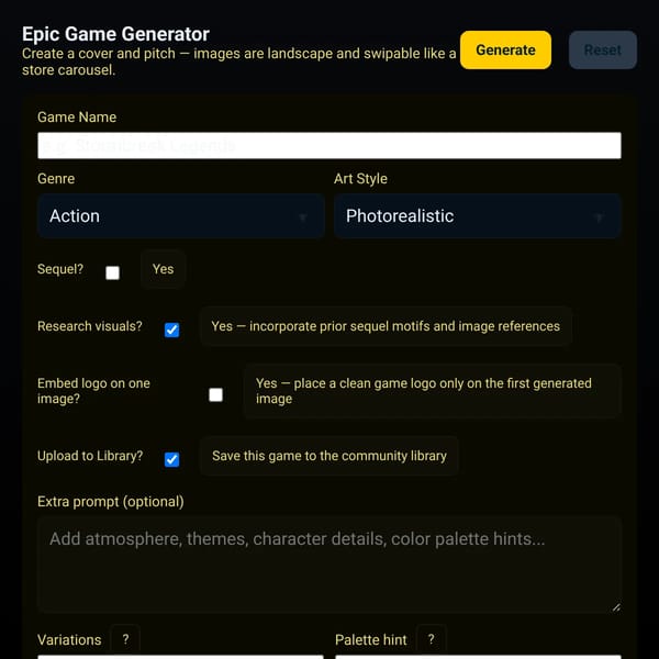 Epic Game Generator