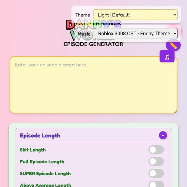 Dandys World Episode Generator