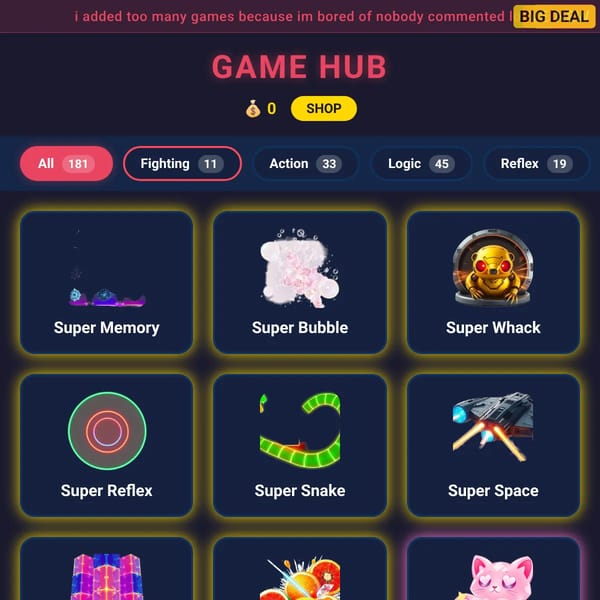 Mini Game Hub But I Add Your Comments