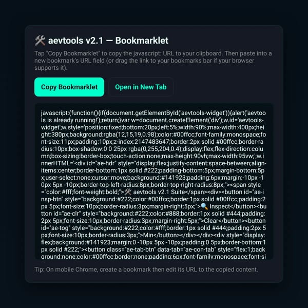 aevtools — Bookmarklet