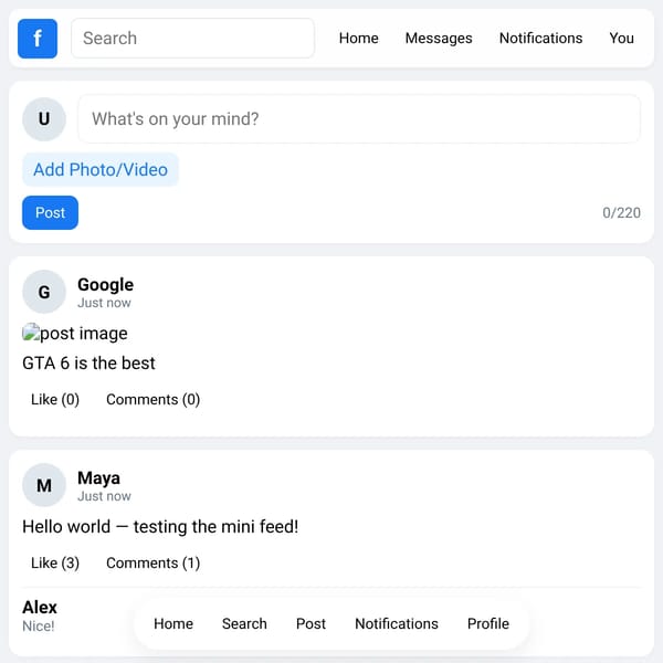 Mini Facebook Mock