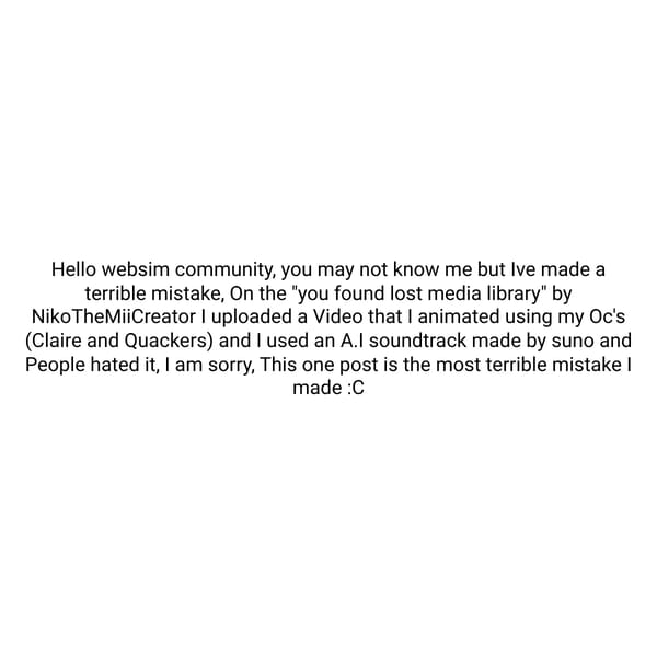 My apology to the websim community