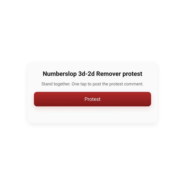 Numberslop 3d-2d Remover protest