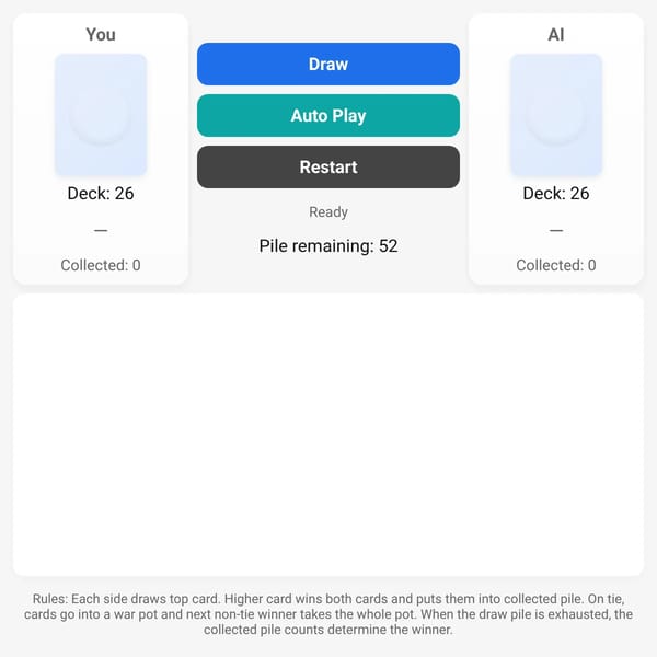 War - cards game (vs ai)