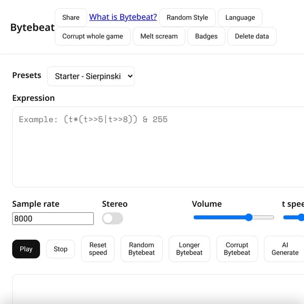 Bytebeat Generator
