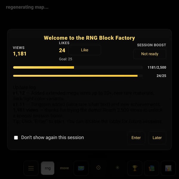Infinite RNG Block Factory but Updated by Owie (Ending updates sadly.)