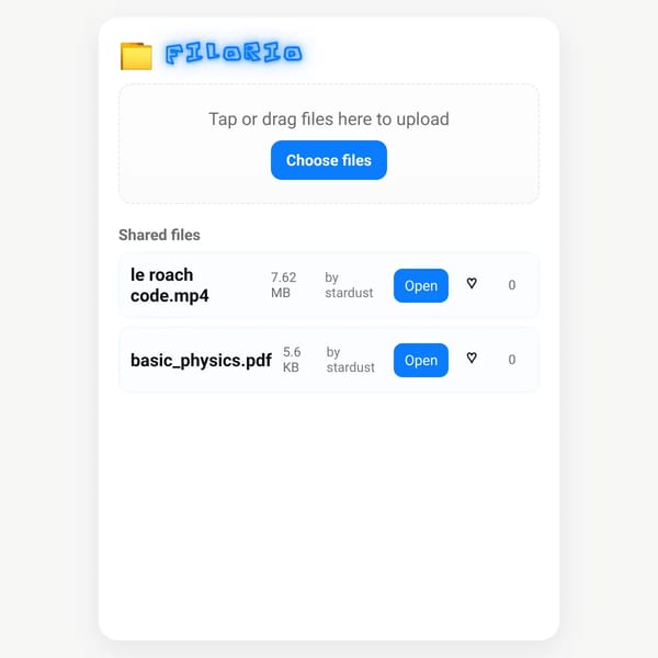 Filorio — Share files instantly