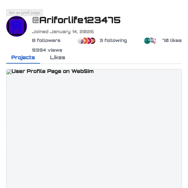 User Profile Page on WebSim