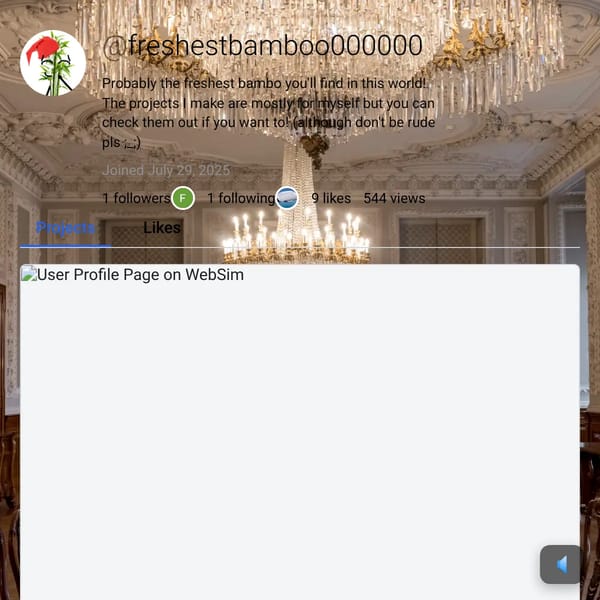 User Profile Page on WebSim