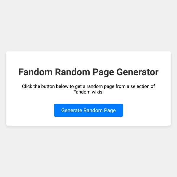 Fandom Random Page Generator