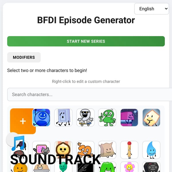 BFDI episode generator:the gothicute edition 2.0
