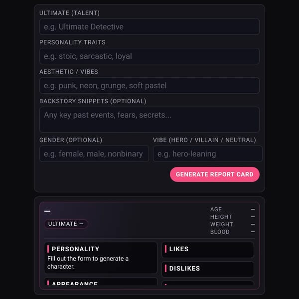 Danganronpa OC Generator