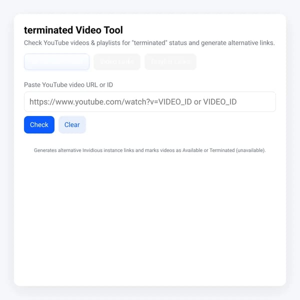 terminated Video Downloader / Links / Playlist Checker