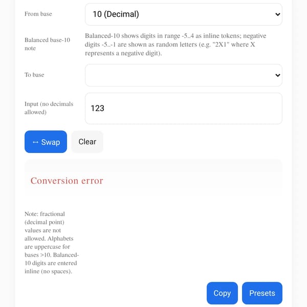 Fonvert — Balanced Base-10 Converter