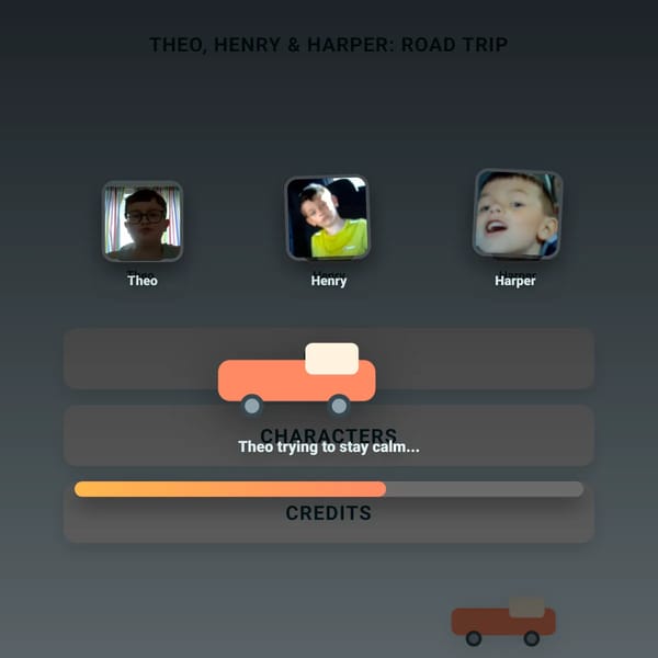 THEO, HENRY & HARPER: ROAD TRIP - Menu