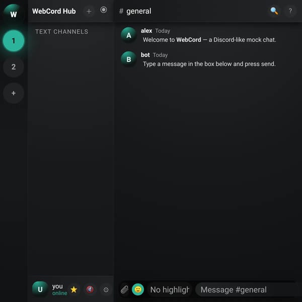 WebCord - Talk, Chat and Hang out (Free Version of Discord)