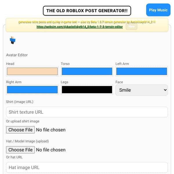 THE  OLD Roblox Post Generator!!