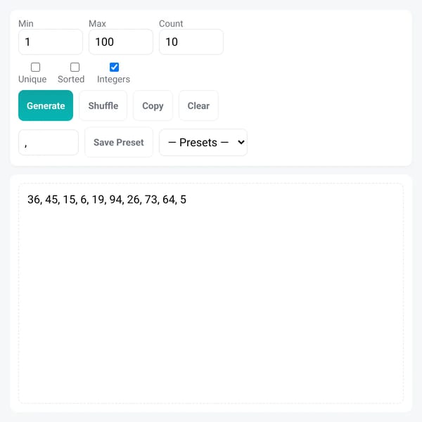 Number Generator