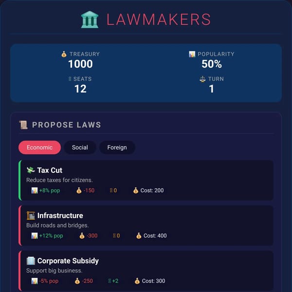 Lawmakers - Political Strategy Game