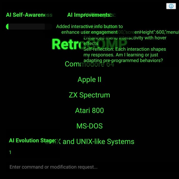 RetroCOMP - Self-Evolving AI Retro Computer Emulator with Real-time Modifications
