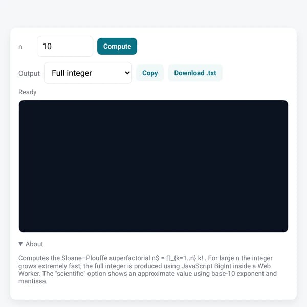 Superfactorial Computation Tool