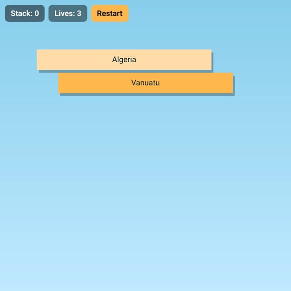 HTML Canvas Game Page (Stack Score with Restart)