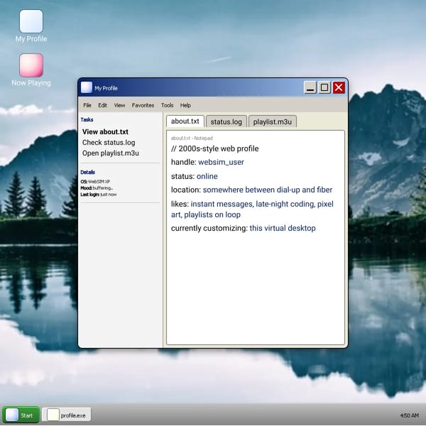 websim profile