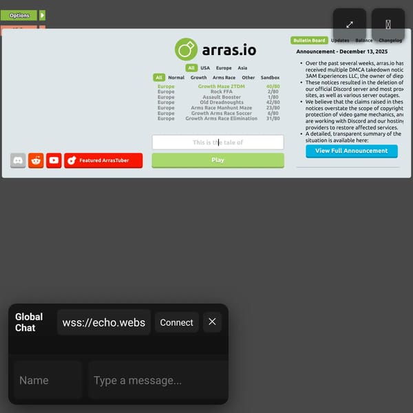 Arras.io but chatgpt adds your comments