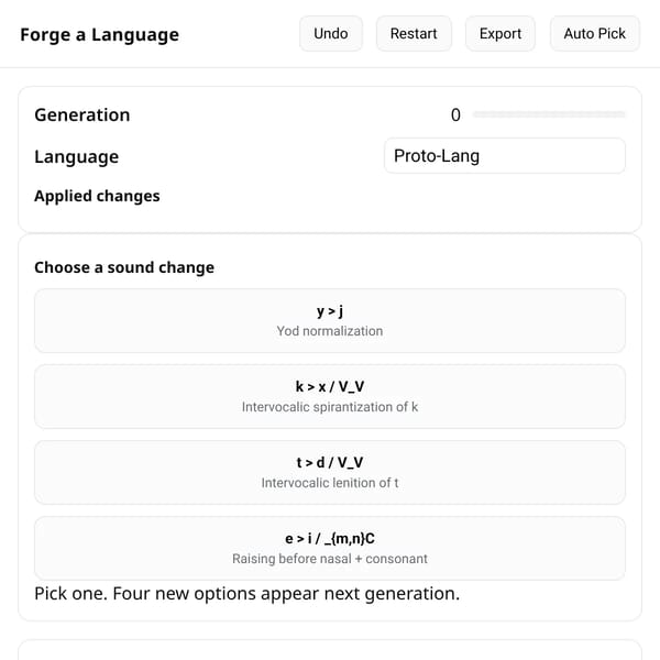 Forge a Language: Sound Change Builder