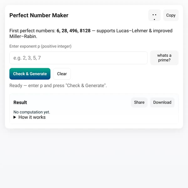 Perfect Number Maker