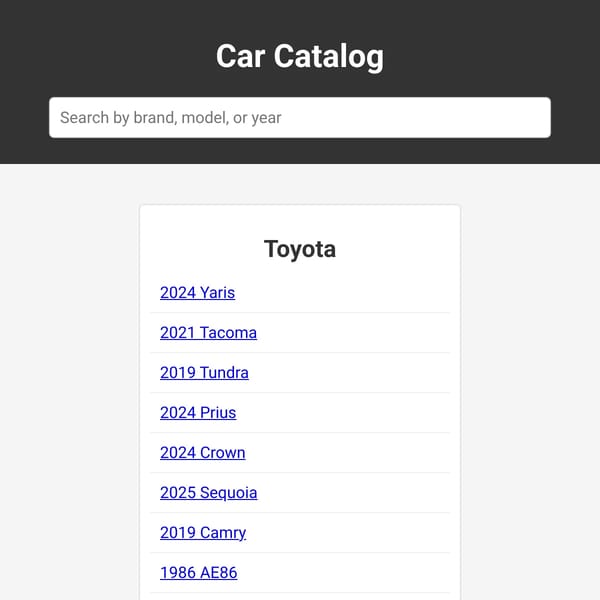 Car Catalog Game