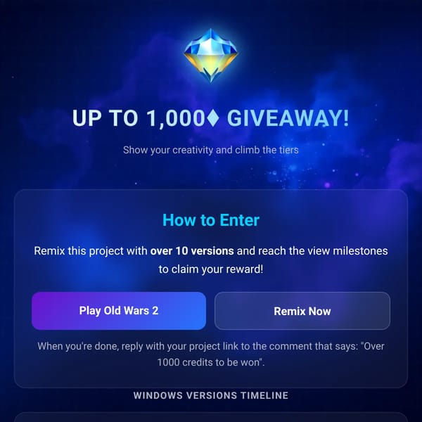 1,000♦ Giveaway! — Windows Timeline